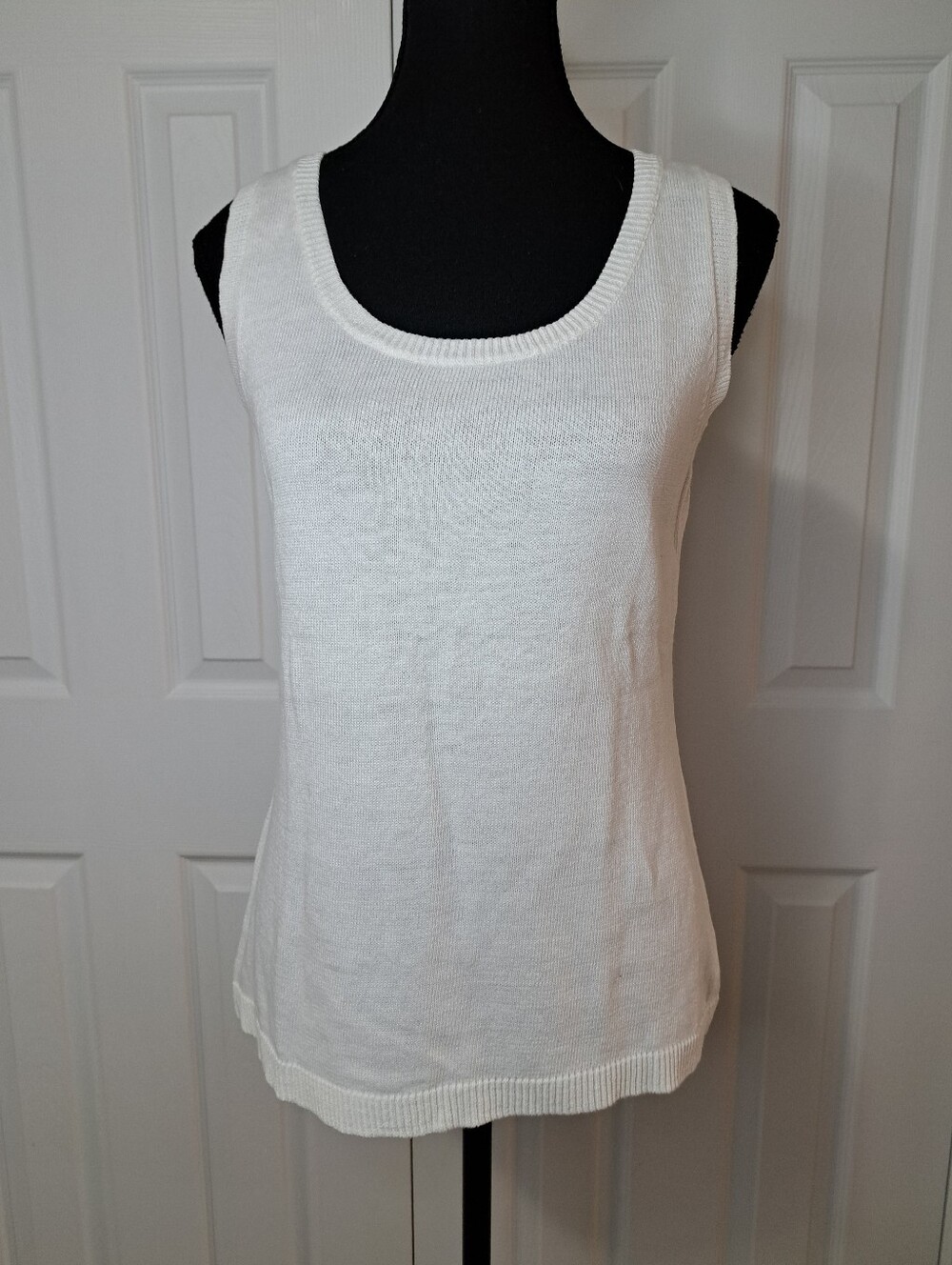 Talbots Petites Sleeveless Knit Sweater White Size Medium Linen Cotton Classic - Picture 13 of 13